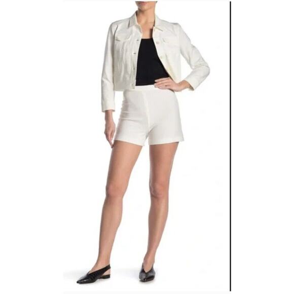 Theory High Waist Ivory White Shorts Voyage Crepe Size 10 ~ NET - Picture 1 of 6